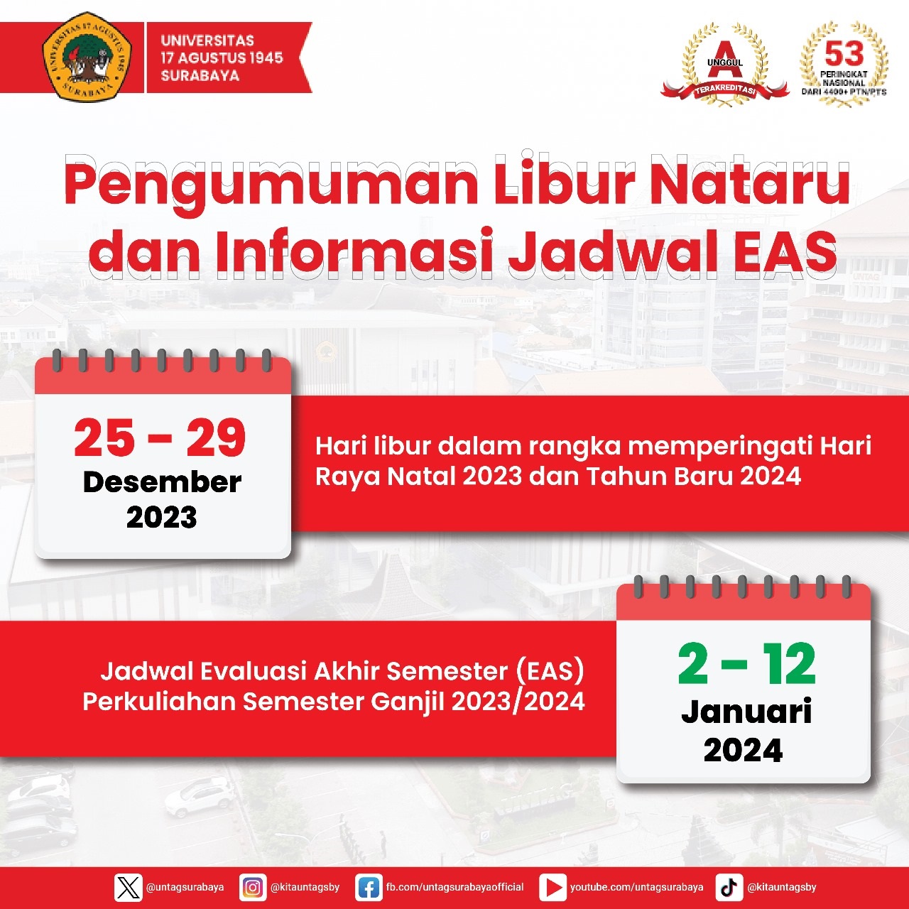 Pengumuman Libur Nataru & Informasi Jadwal EAS