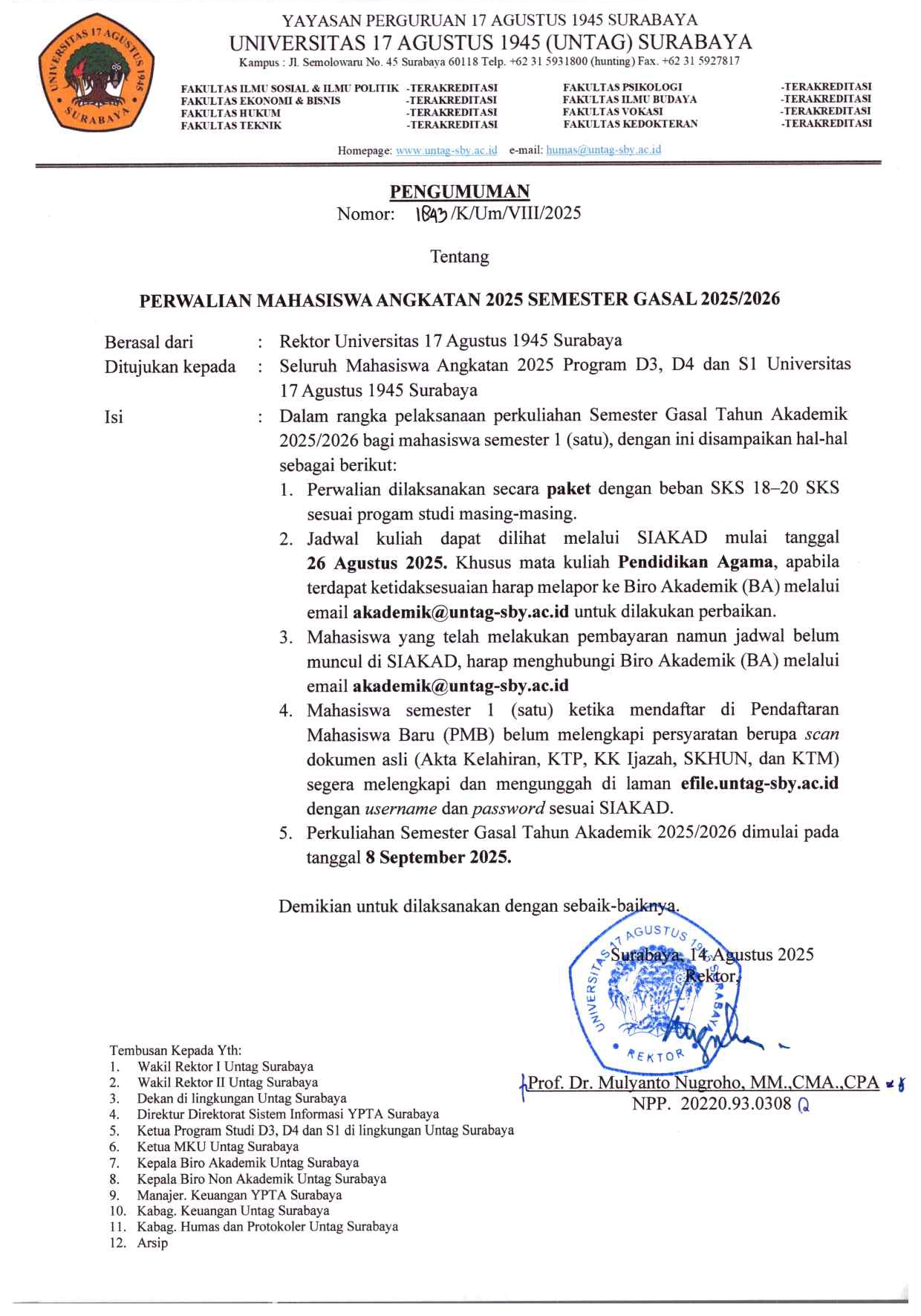 PERWALIAN MAHASISWA ANGKATAN 2025 SEMESTER GASAL 2025/2026