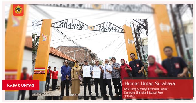 KKN Untag Surabaya Resmikan Gapura Kampung Bhinneka di Ngagel Rejo
