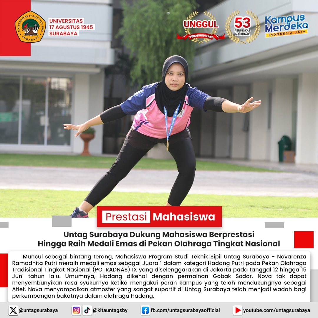 Untag Surabaya Dukung Mahasiswa Berprestasi Hingga Raih Medali Emas di Pekan Olahraga Tingkat Nasion