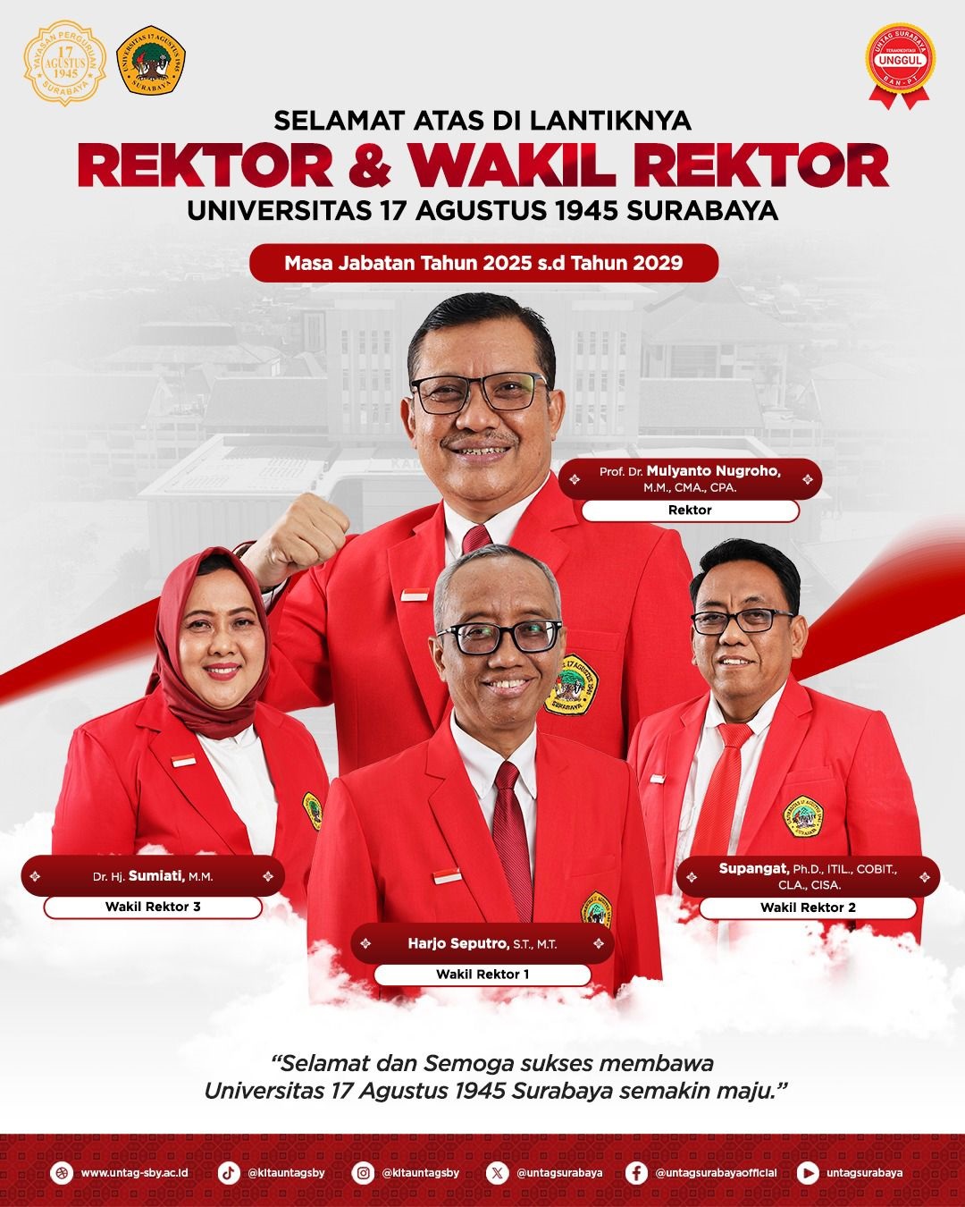SELAMAT ATAS DI LANTIKNYA REKTOR & WAKIL REKTOR
