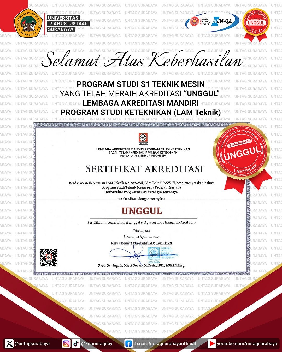 Program Studi S1 Teknik Mesin Untag Unggul