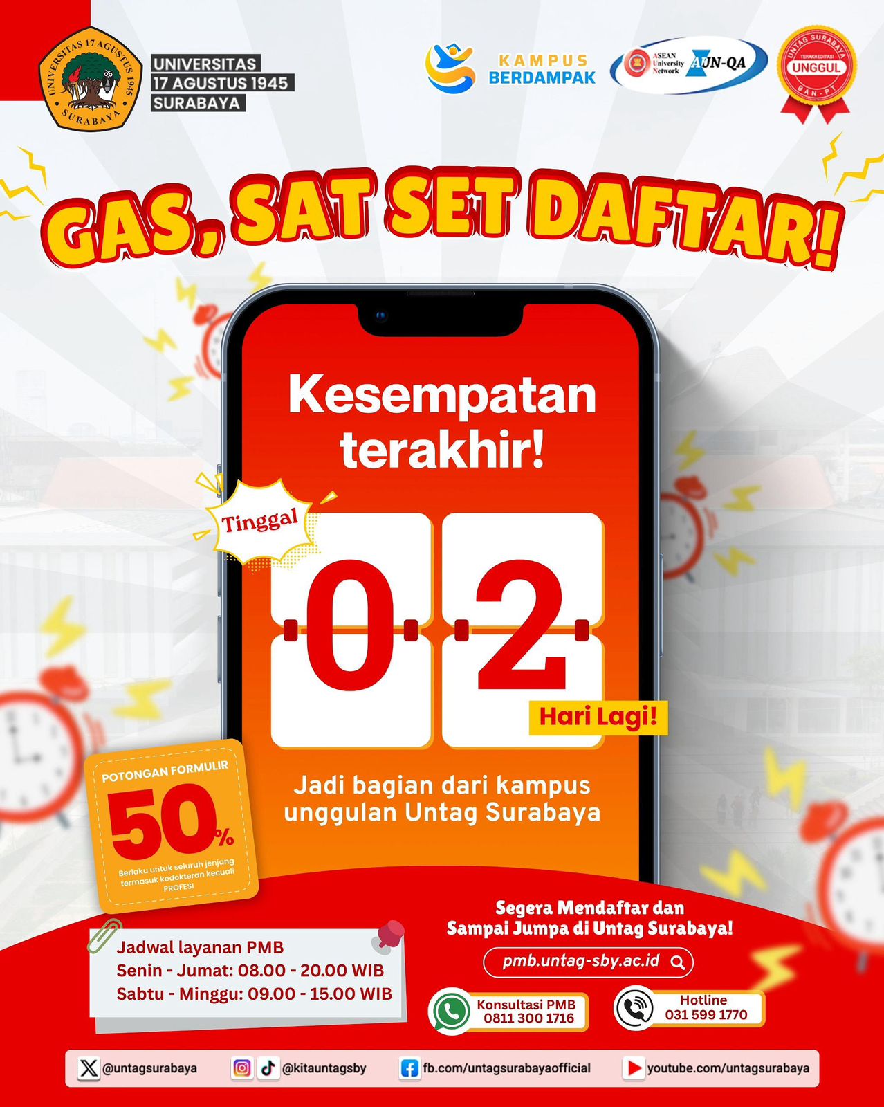 PMB Untag Surabaya - Potongan Formulir 50%