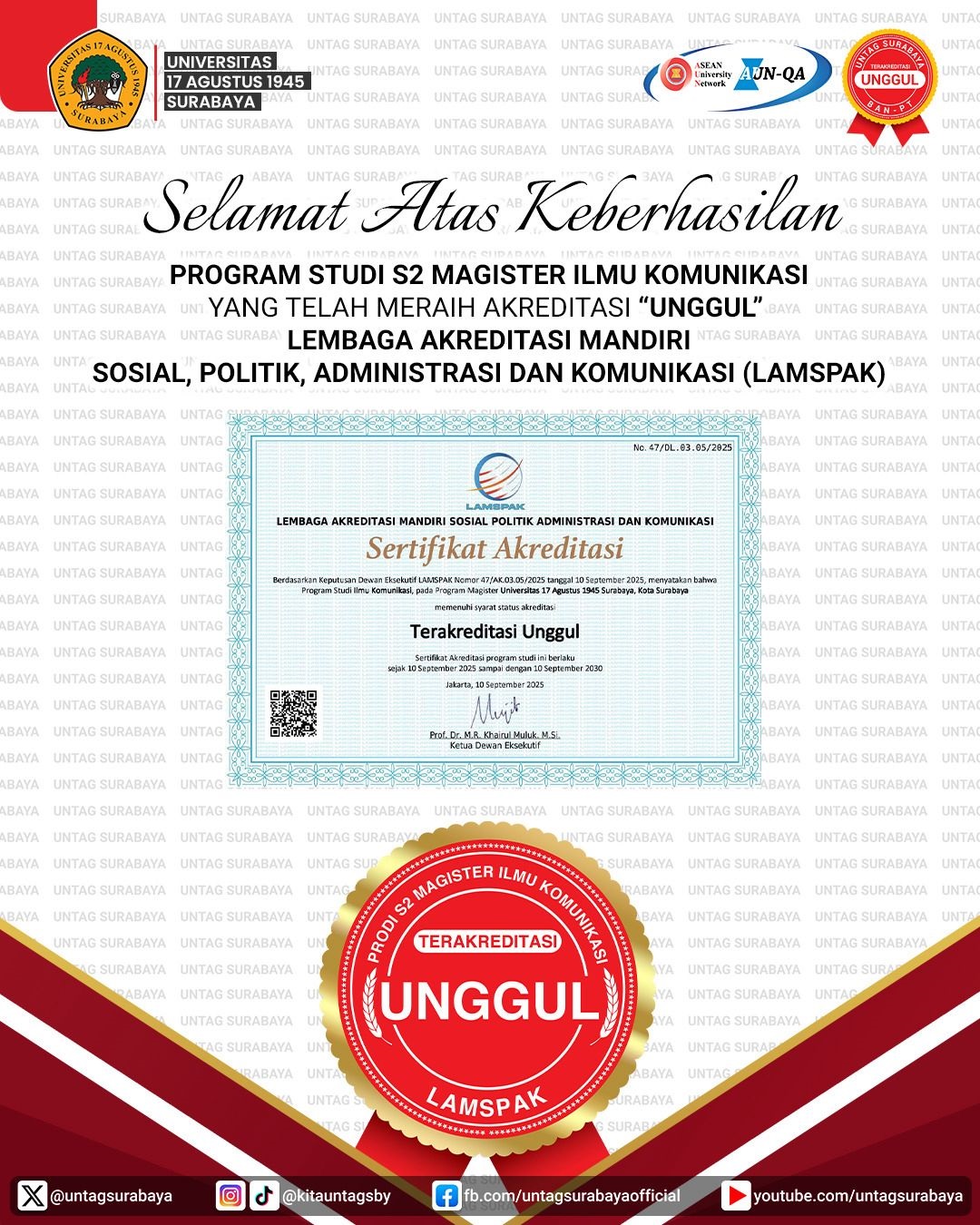 MAGISTER ILMU KOMUNIKASI UNTAG - UNGGUL