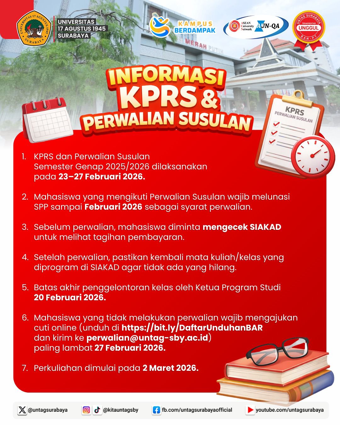 Perwalian Susulan dan KPRS Semester Genap 2025/2026
