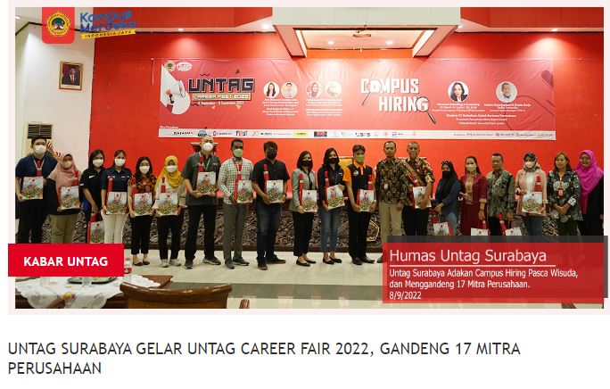 Untag Surabaya Gelar Untag Career Fair 2022, Gandeng 17 Mitra Perusahaan